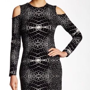 Parker 'Duffy' cold shoulder dress, black/white M